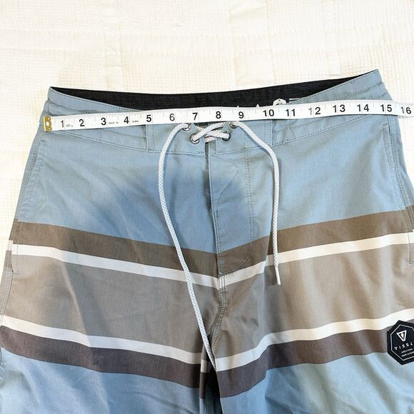 Vissla Board Shorts Mens 29 Blue Stripe Surf Swim Beach Pool  8" Inseam Pockets - Picture 12 of 15